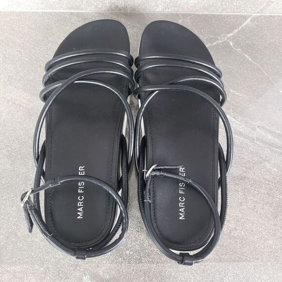 Marc Fisher Sandals Womens 7.5 Black Joylyn Strappy Sport Flat Shoes - Picture 6 of 10